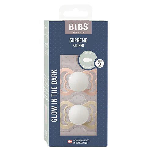 BIBS Supreme Silicone Size 2 Blush GLOW/Vanilla