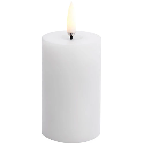 LED melted Bloklys, Nordic White, Smooth, 5x7,5 cm