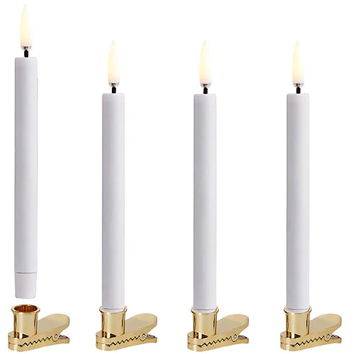 LED mini Kronelys w. clip, 4-pack, 1,3x13,8 cm
