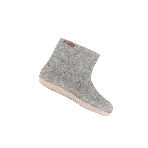 SHU´S hjemmesko med læder sål - Light Grey 37