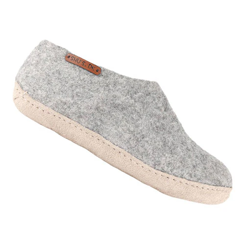 SHU`S hjemmesko med læder sål - Light grey 46