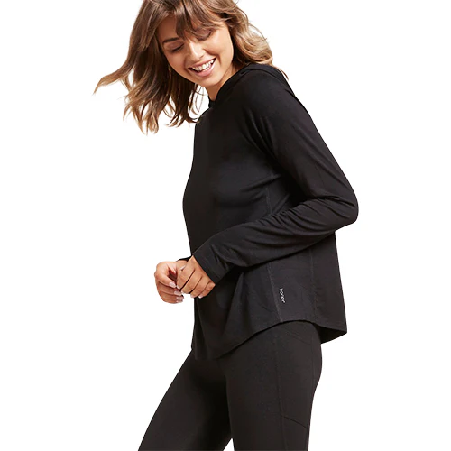 Women´s Long Sleeve Hooded T-shirt Black str. XS